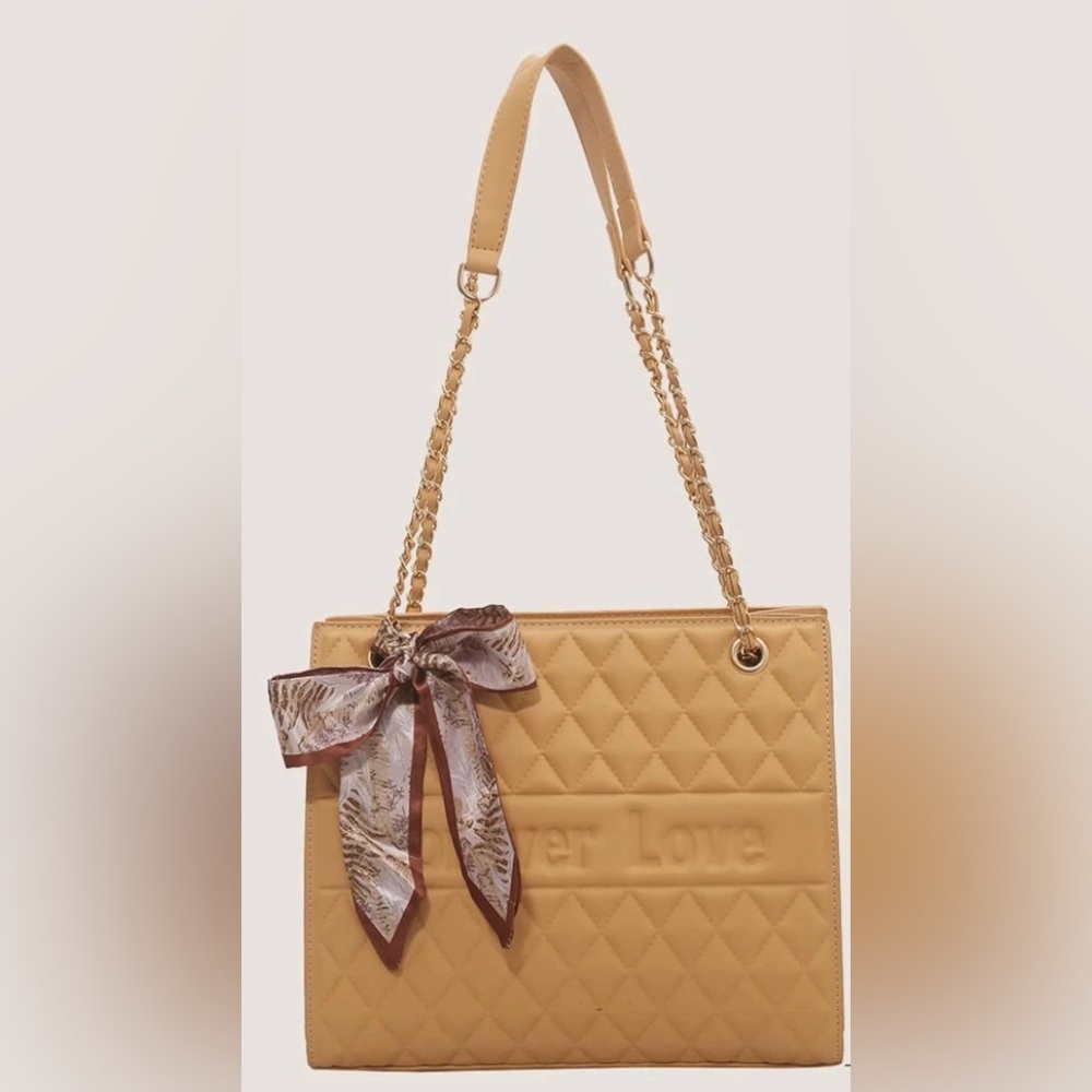 Quilted & Letter Graphic Square Bag